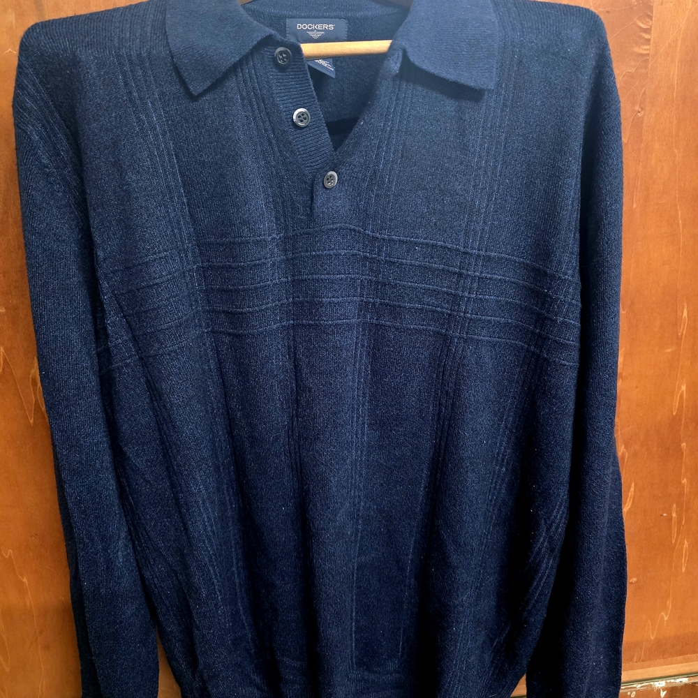 Dockers Navy Blue Soft Knit Polo Sweater